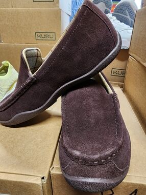 Kuru Loft Men Cozy Brown Suede Slip-On Slippers with Soft Plaid Lining